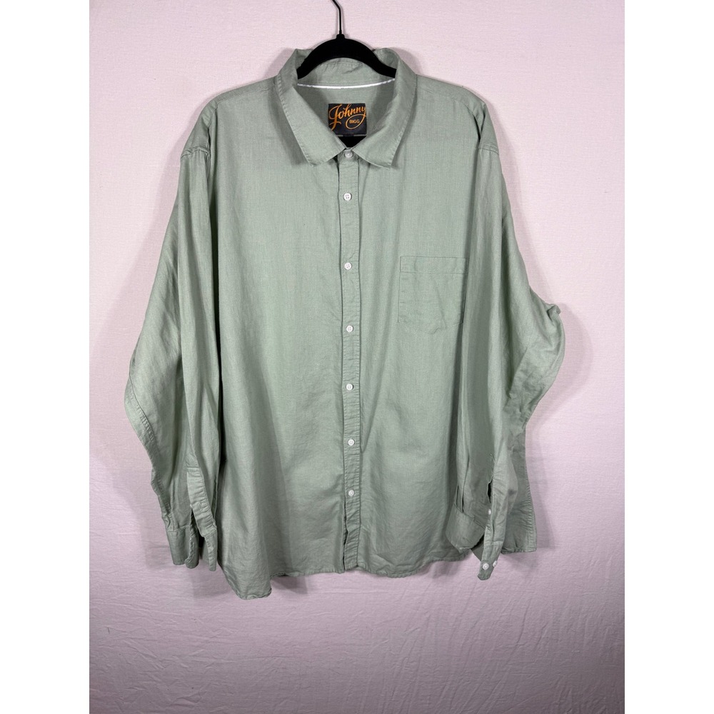 Johnny Bigg Mens 3XL Sage Green Linen Cotton Blend Button Down Shirt  Big Tall